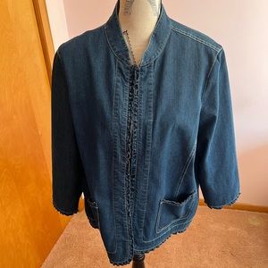 Alfred dunner open front Jean jacket/blazer